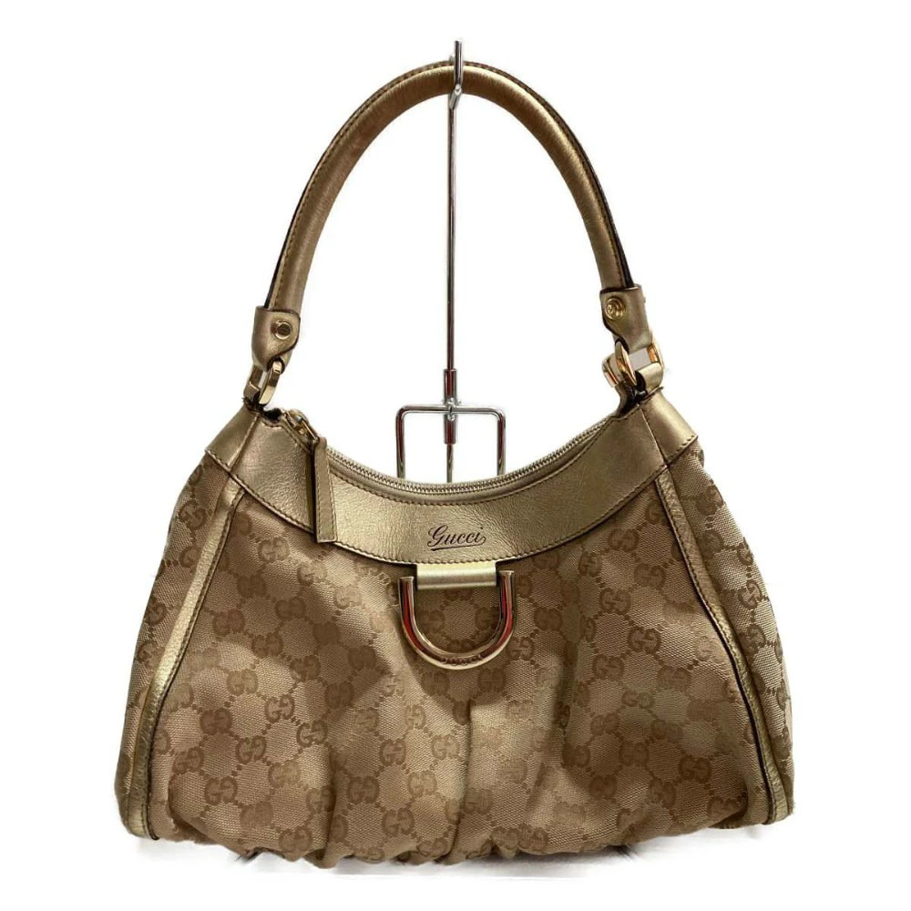 Gucci Beige GG Ring Hobo Bag monogram metallic gold leather